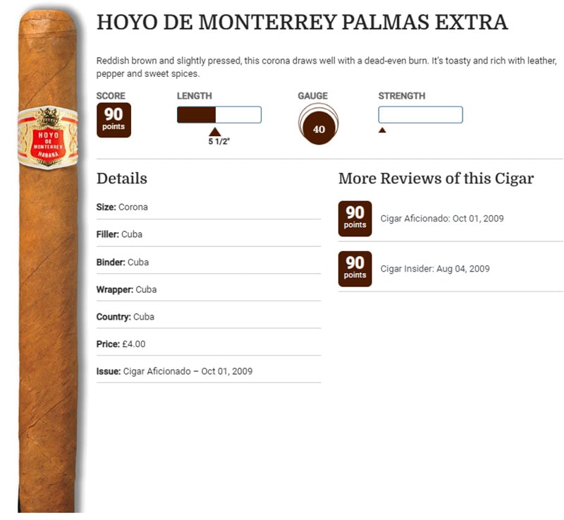 Danh gia HOYO DE MONTERREY PALMAS EXTRA