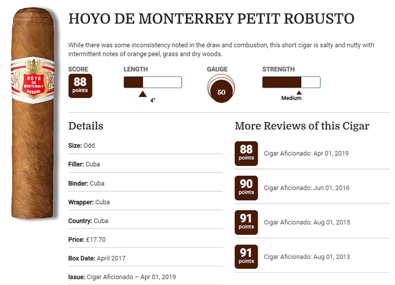 Danh gia HOYO DE MONTERREY PETIT ROBUSTO