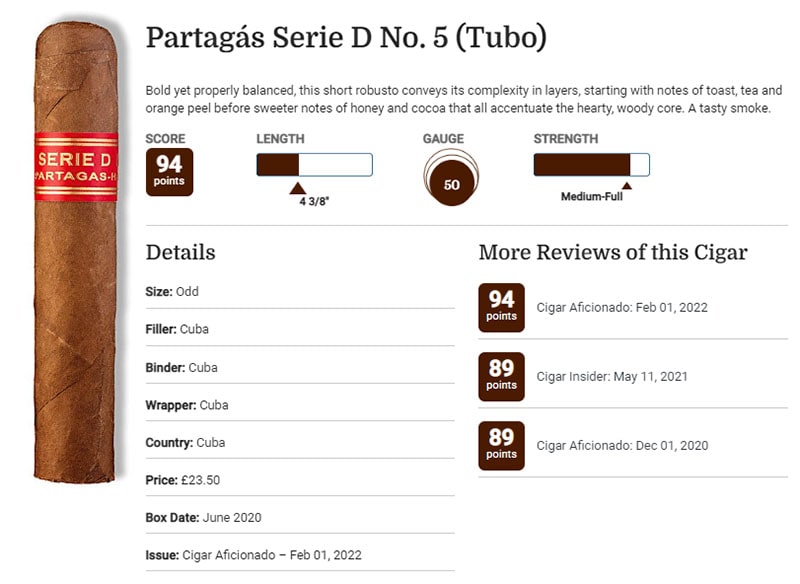 Danh gia Partagás Serie D No 5