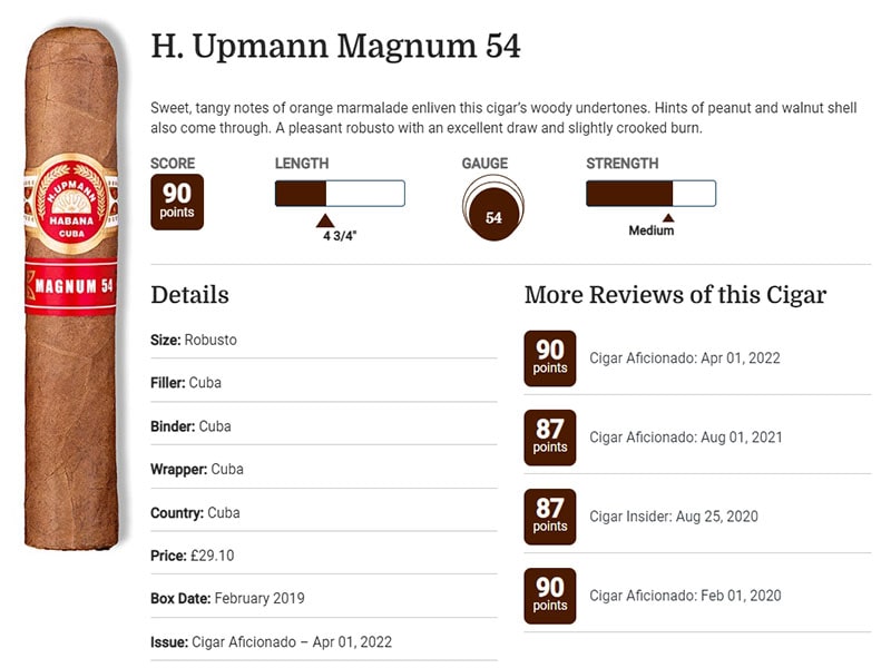 Chấm điểm H. Upmann Magnum 54