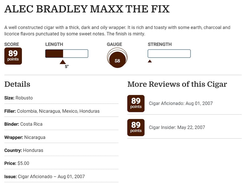 Chấm điểm về Alec Bradley Maxx The Fix