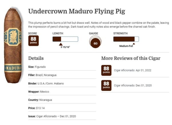 danh gia Undercrown Maduro Flying Pig
